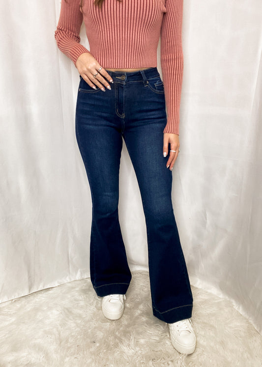 Danielle Dark Wash Flare-RESTOCKED