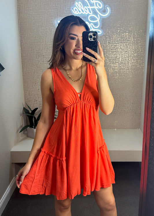 Tiffany Solid V-Neck Swing Dress