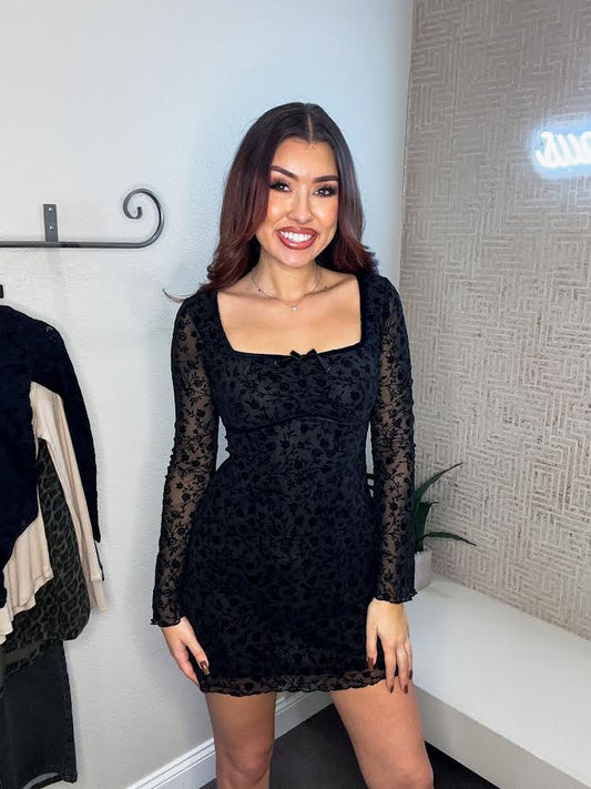 Nadine Velvet Floral Print Dress