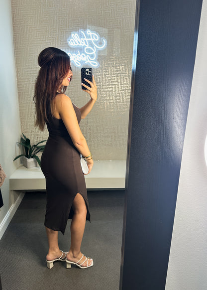 Aluma Ribbed Square Midi Dress