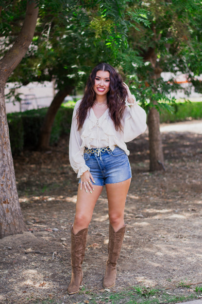 Serena Long Sleeve Ruffle Blouse