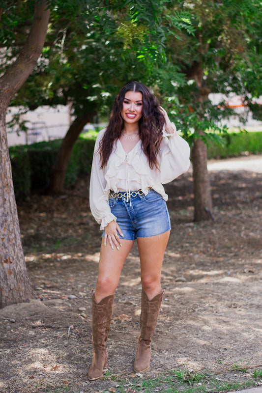 Serena Long Sleeve Ruffle Blouse