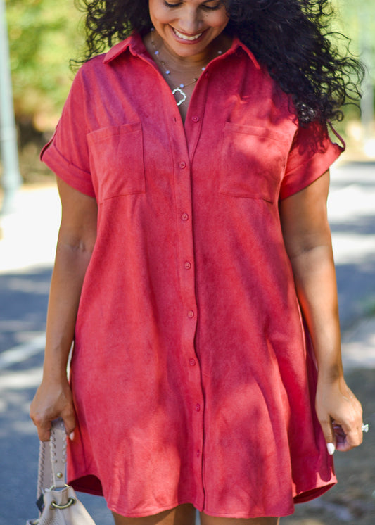 Emberlyn Suede Shirt Dress