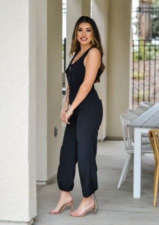 Cargo Jumpsuit With Elastic Waistband