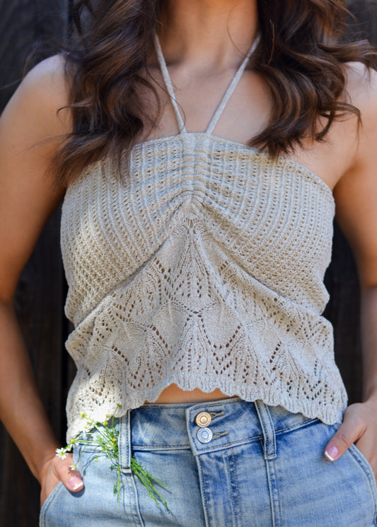 Vintage Summer Knit Halter Top