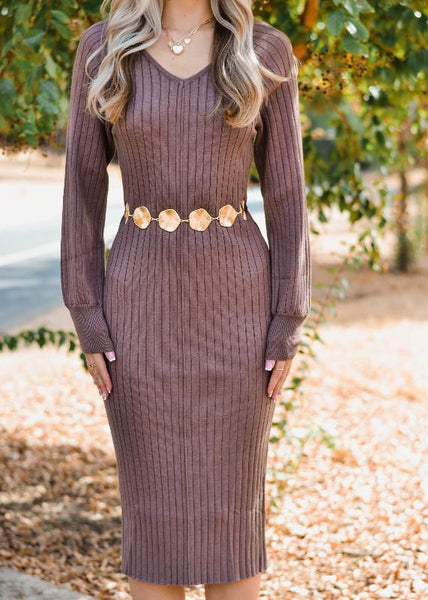 ribbed sweater midi dress