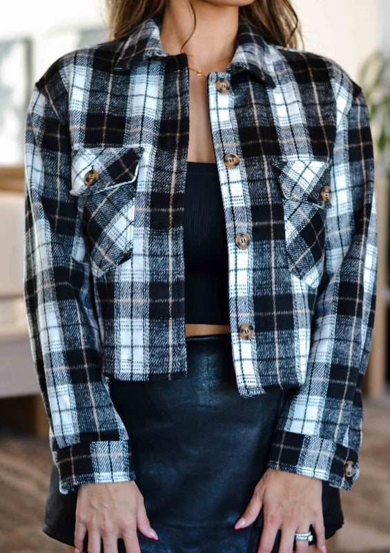 Plaid Cropped  Shacket