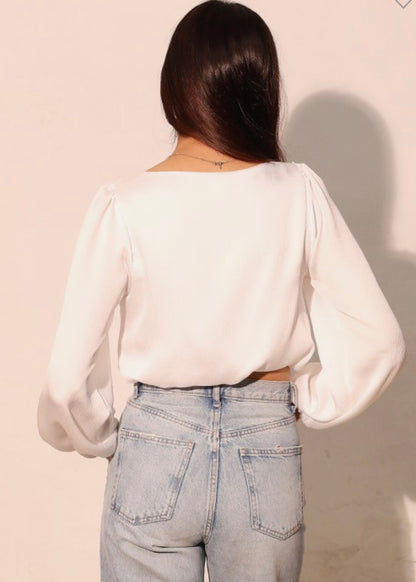 Kaelie Satin Long Sleeve Top