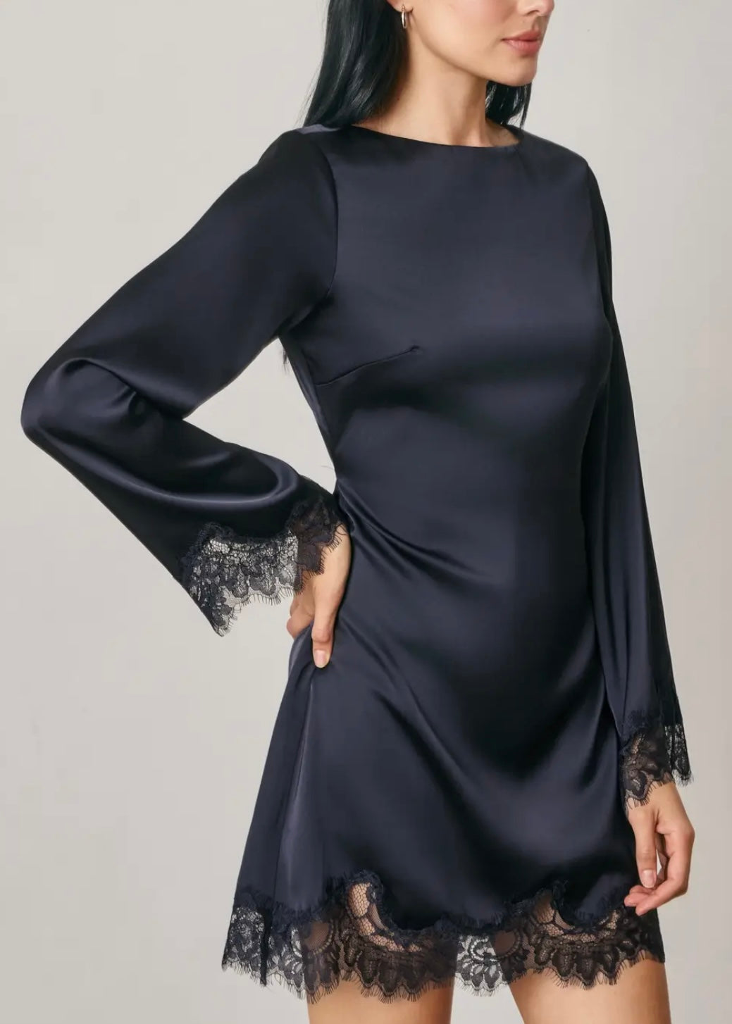 Kandi Satin Long Sleeve Mini dress