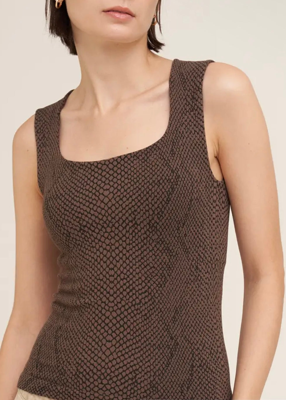 Venessa Snakeskin Square Neck Tank