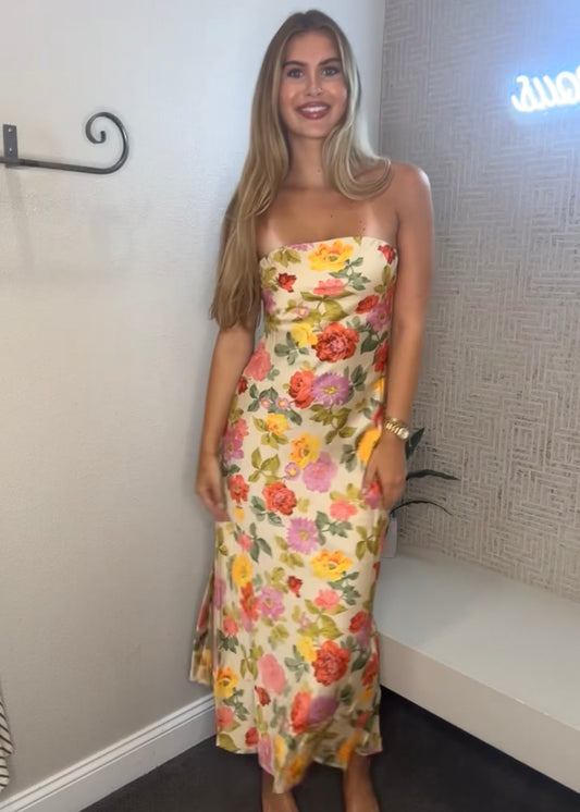 Sweet Garden Strapless Maxi Dress