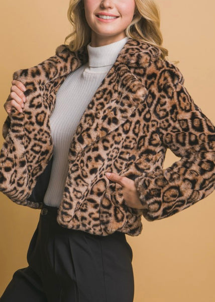 Kamryn Animal Print Fuzzy Jacket