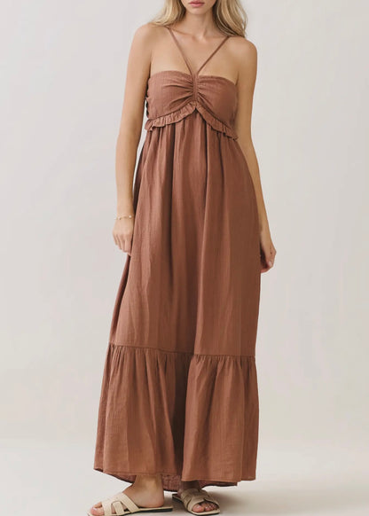 Arlette Halter Neck Tiered Maxi Dress