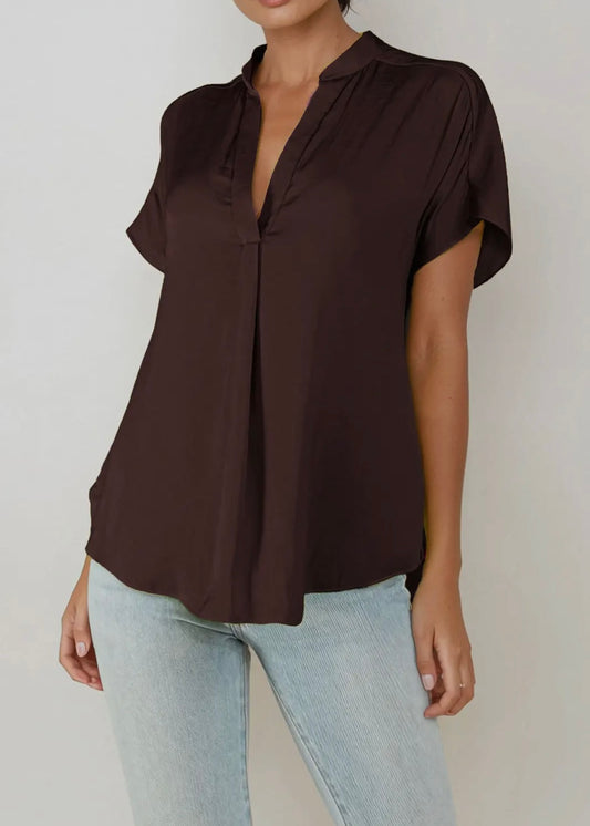 Jess V-Neck Satin Top