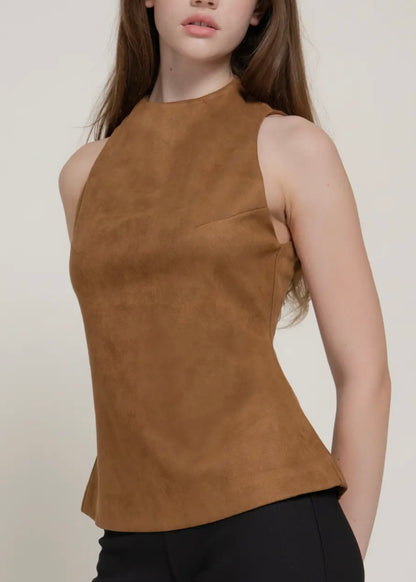 Leticia Sleeveless Faux Suede Top