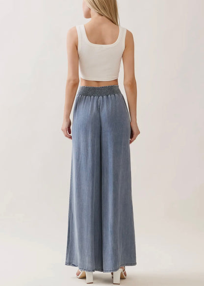 Thalina Waist Smocked Wide Leg Pants
