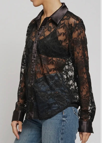 Lanna Button Down Lace Top