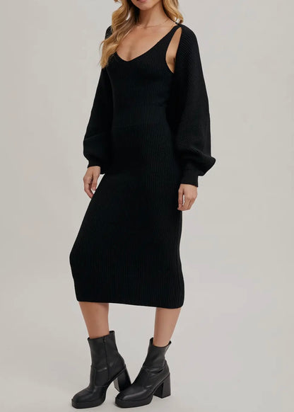 Aleena Midi Dress and Shrug Set