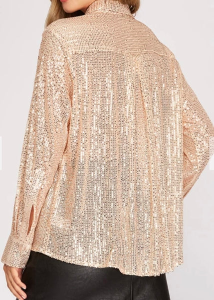 Rachel Sequin Button Down Shirt