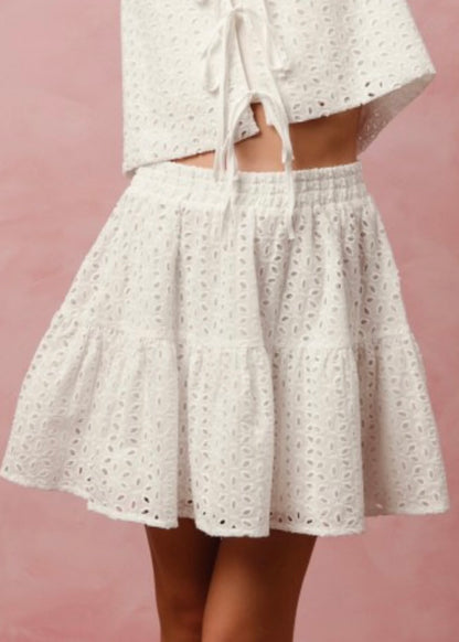 Sun Fade Eyelet Tiered Skirt