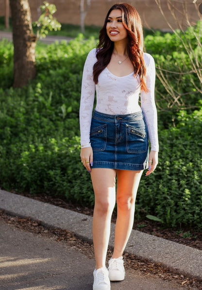Darla Mid Rise Denim Mini Skirt