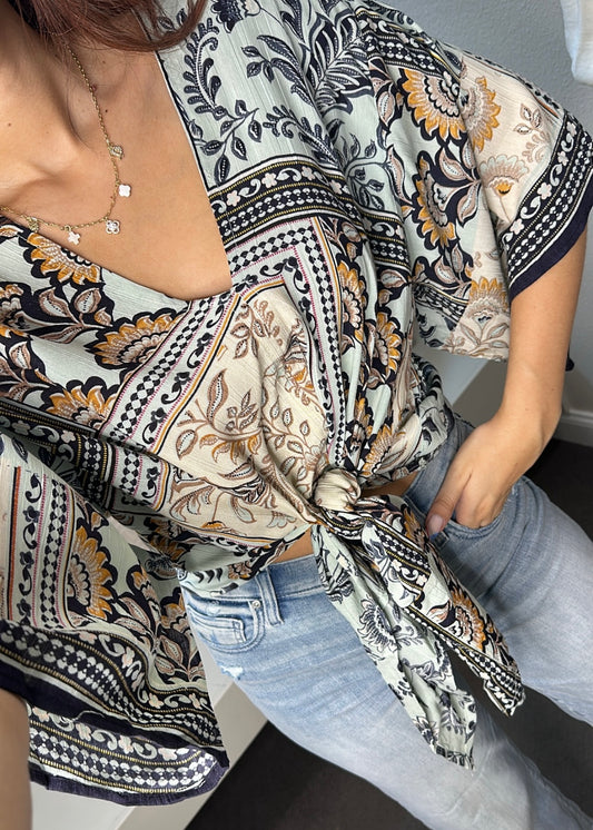 Emilia Waist-Tie Kimono Blouse