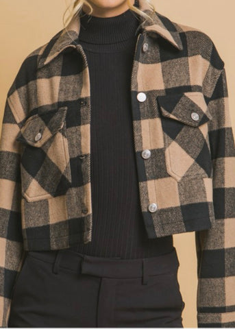 Yvette Plaid Button Up Jacket