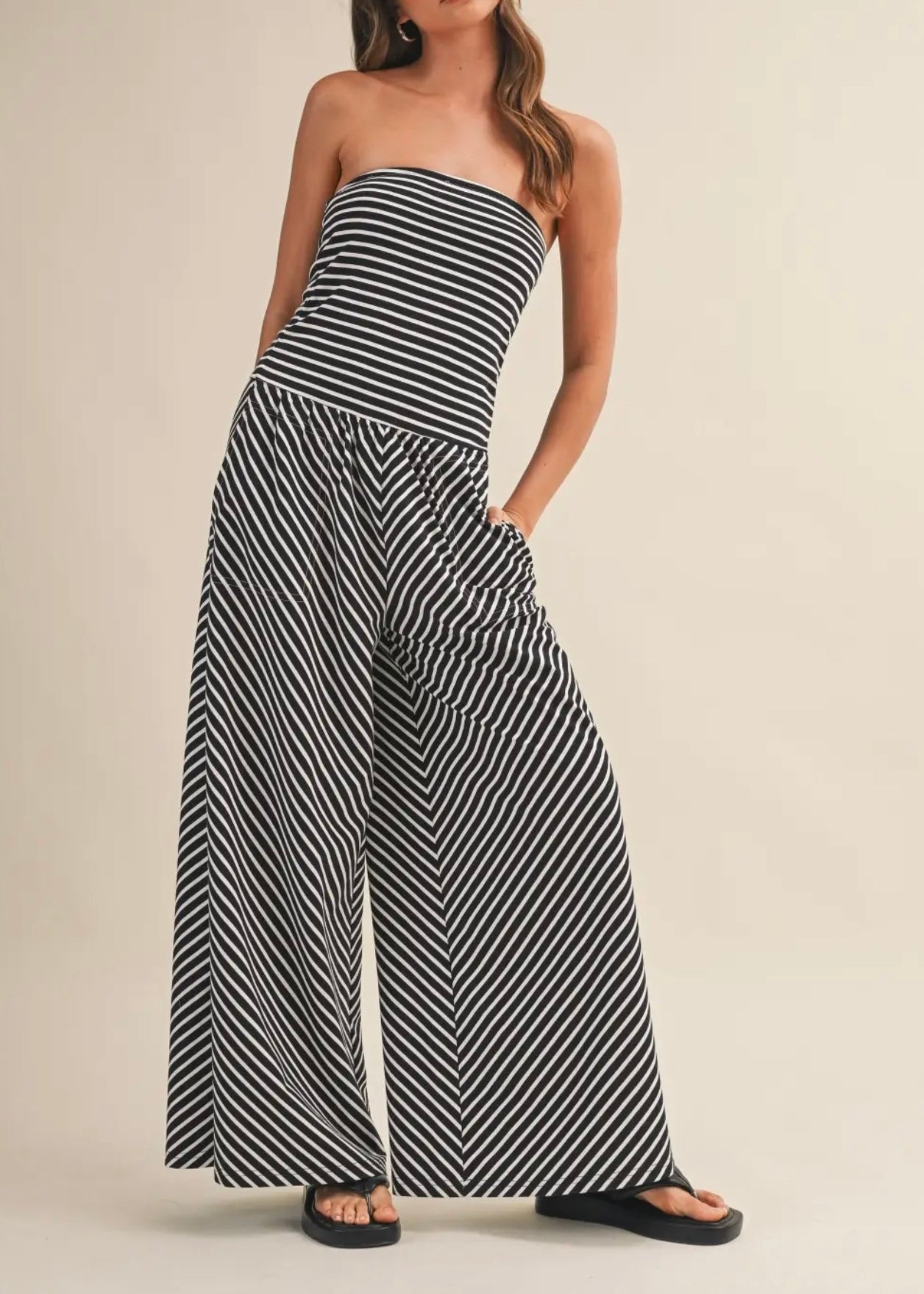 Kayle Stripped Knit Jumpsuit