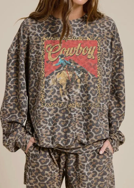 Cowboy Leopard Pullover