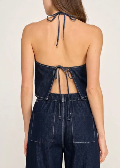 Presley Open Back Denim Top