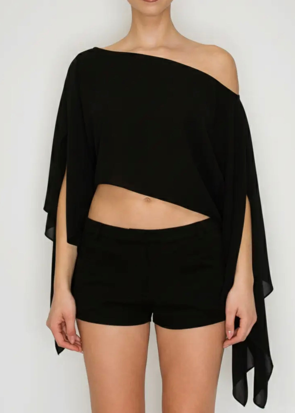 Asiana Sheer Drape Crop Top