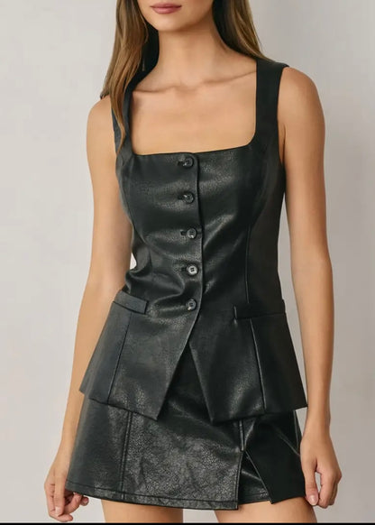 Shanna Faux Leather Vest Top