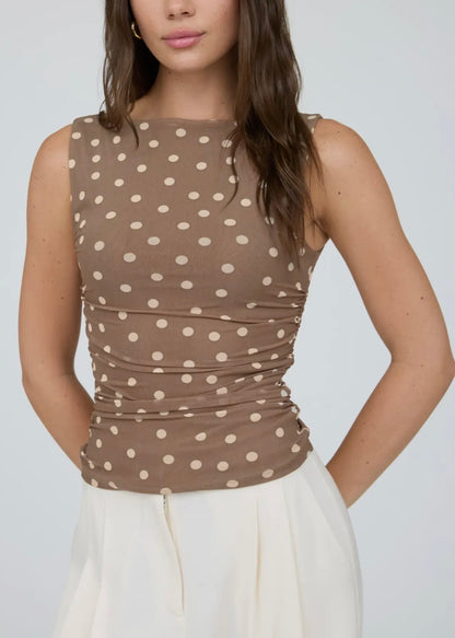 Polka Dot Mesh Knit Top