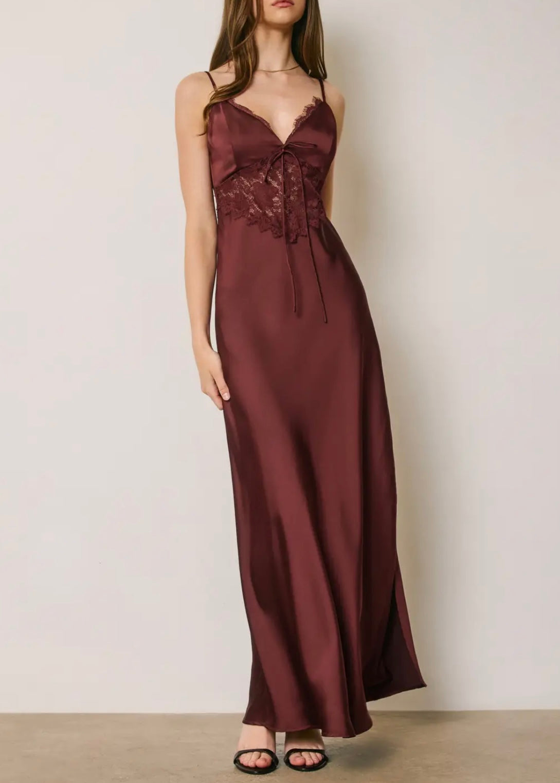 Natalya Satin Lace Maxi Dress