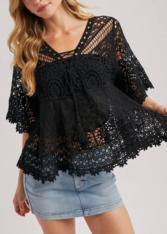 Beckah Sheer Crochet Top
