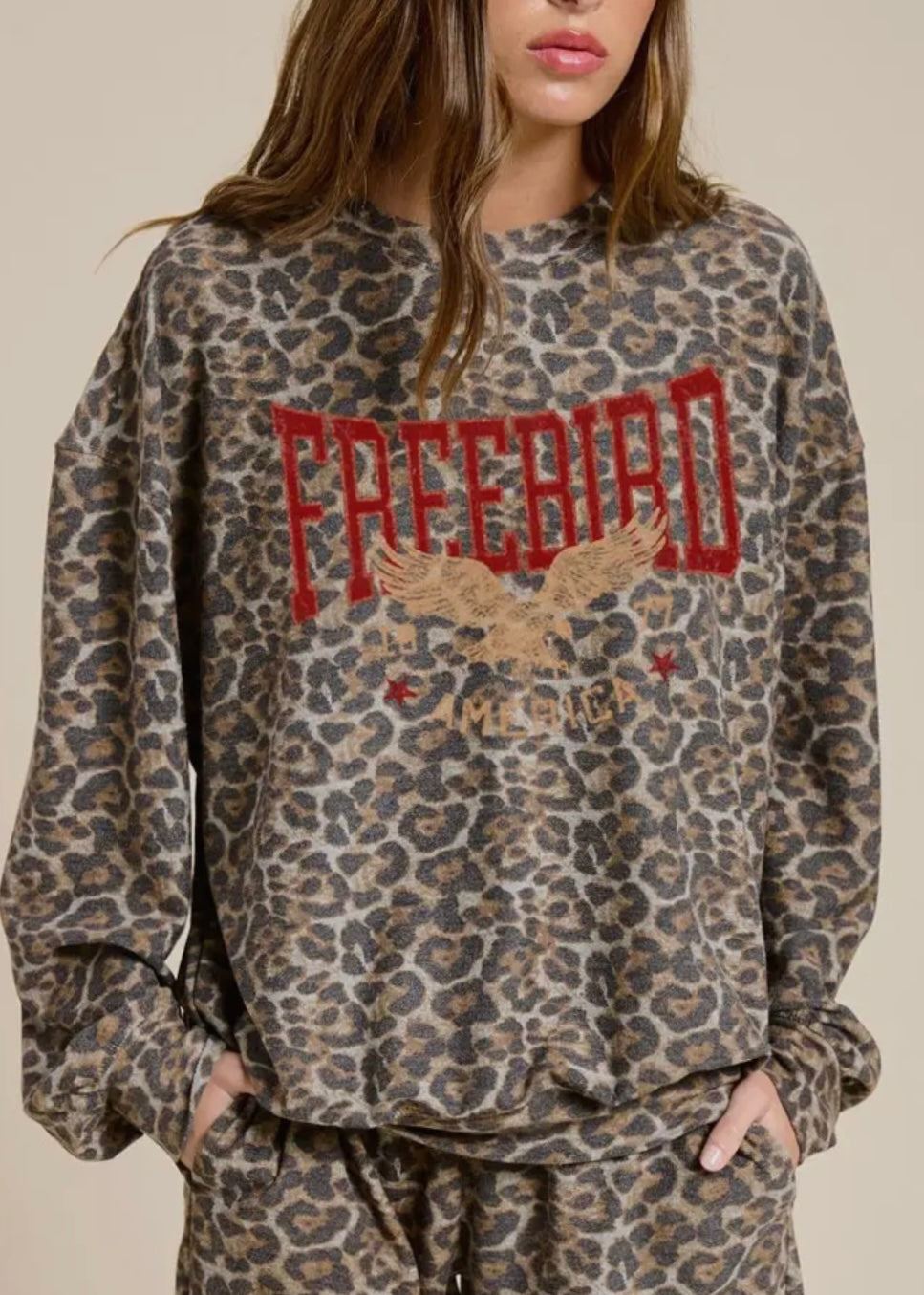 Free Bird Leopard Pullover