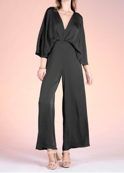 Kalena Washed Poly Silk Cape Jumpsuit