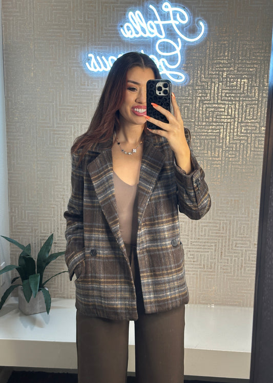 Acadia Plaid Long Line Blazer