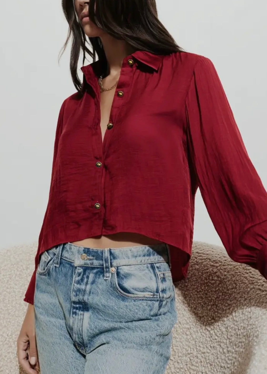 Teylor Cropped Button Up Blouse