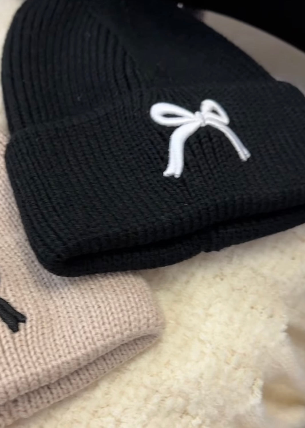 Bow Embroidered Beanie