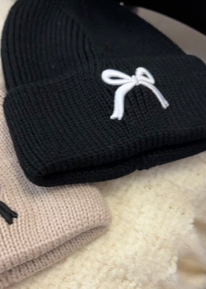Bow Embroidered Beanie