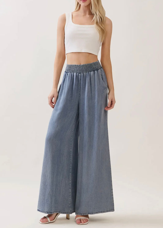 Thalina Waist Smocked Wide Leg Pants