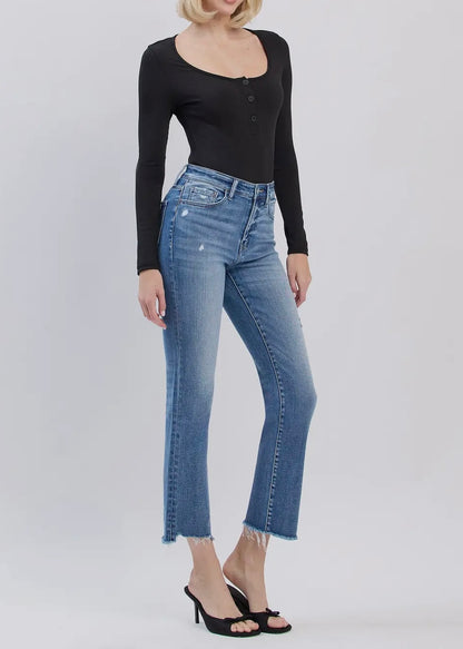 High Rise Slim Straight Denim
