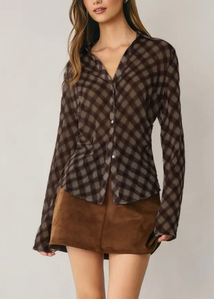 Audrey Plaid Button Up Blouse