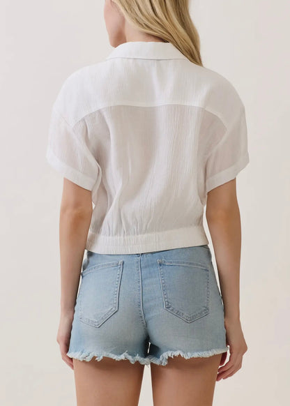 Amiee Front Twist Collared Crop Top