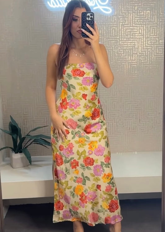 Sweet Garden Strapless Maxi Dress