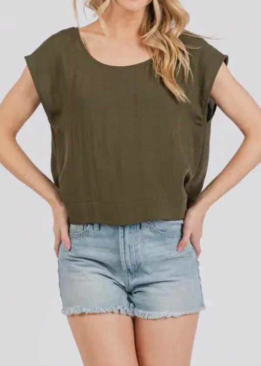 Rylie Woven Linen Top-Made in USA