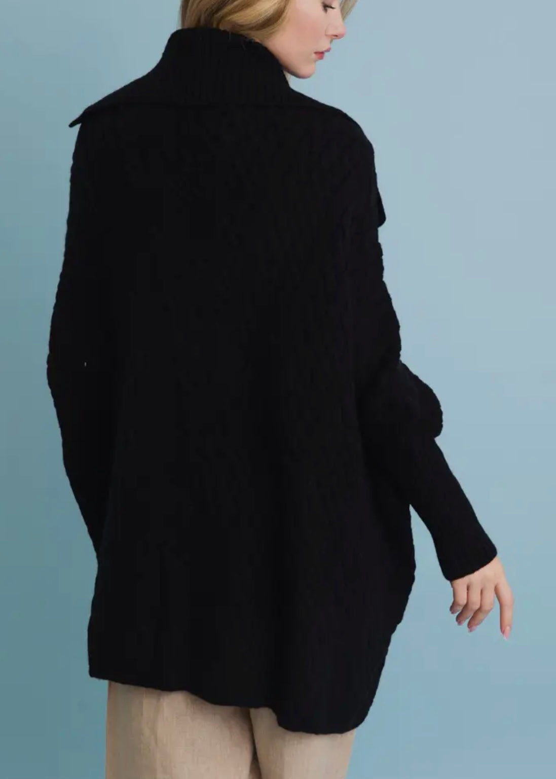 Cable Knit Oversized Poncho Cardigan