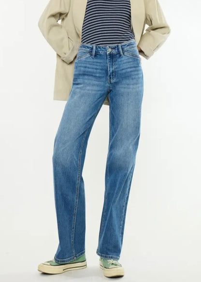 Honeybee Mid Rise Slim Wide Leg Jean