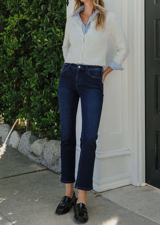 Nayeli Mid Rise Ankle Slim Straight Jeans